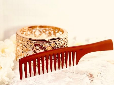 Bone Detangling Wooden Comb - Red Online now