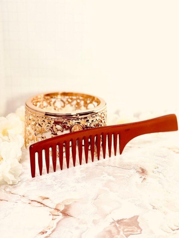 Bone Detangling Wooden Comb - Red Online now